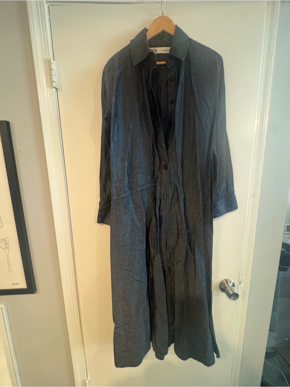 Zara Dark Navy Denim Tiered maxi Dress Women’s XS